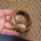 Wood brass bracelet Vintage Single Piece Leaf Design MCM brown goldtone bangle