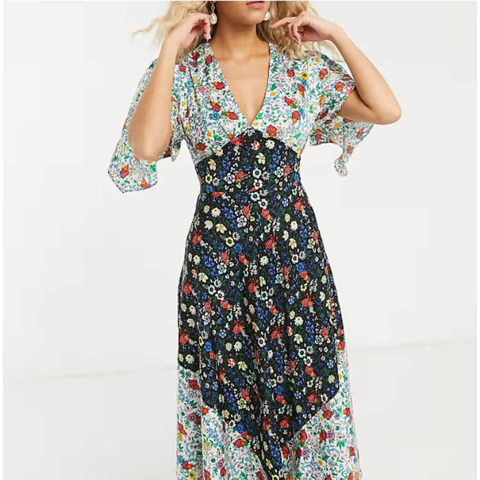 Topshop NEW women's mixed Floral Midi dress size 2