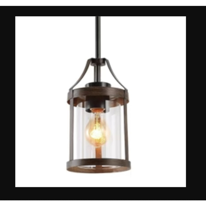 Sturgeon 1-Light Mini Wood Farmhouse Pendant Light Fixtures new