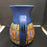 Handmade art pottery geometric blue earthtone Pitcher 8"