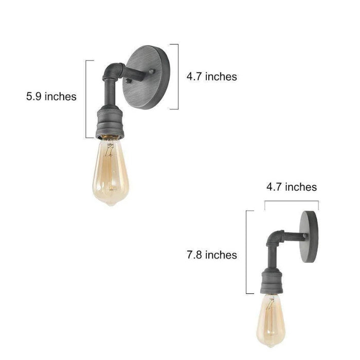 LNC Santinate 1-Light Industrial minimalist shop Gray Bulb-Shape Wall Sconces