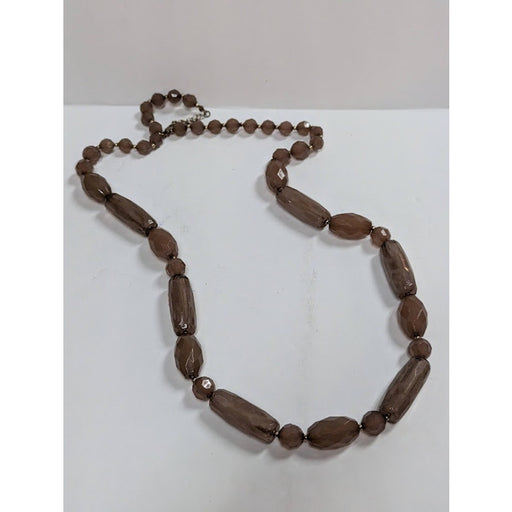 Funky Vintage Fashion Necklace Multi Faceted Bead single strand Brown marbled