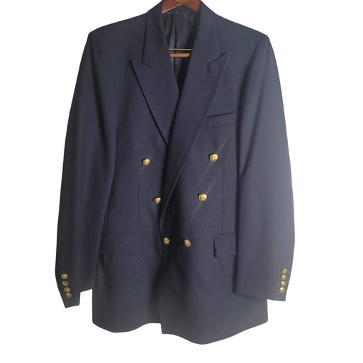 Vintage Geoffrey Bean Frederick Nelson BLUE Men's Pure Wool Jacket Gold Buttons