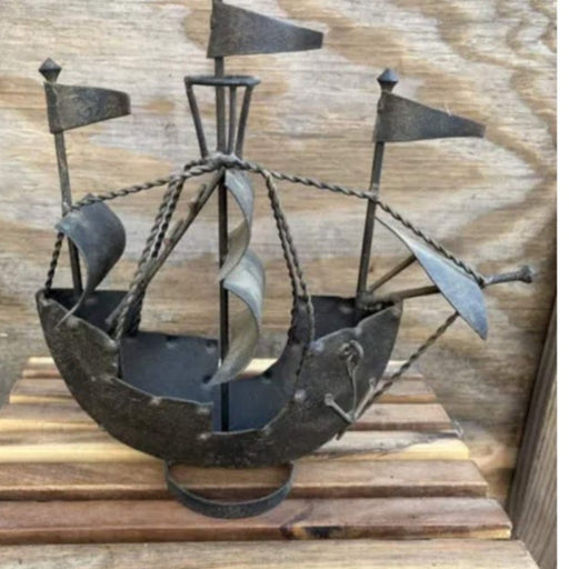 Vintage LARGE metal pirate ship Galleon home decor boat Mariner Schooner