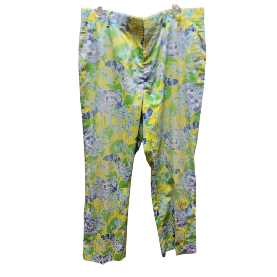 Lilly Pulitzer Men's Stuff VINTAGE Pants yellow blue Raccoons Size 36" x 30"