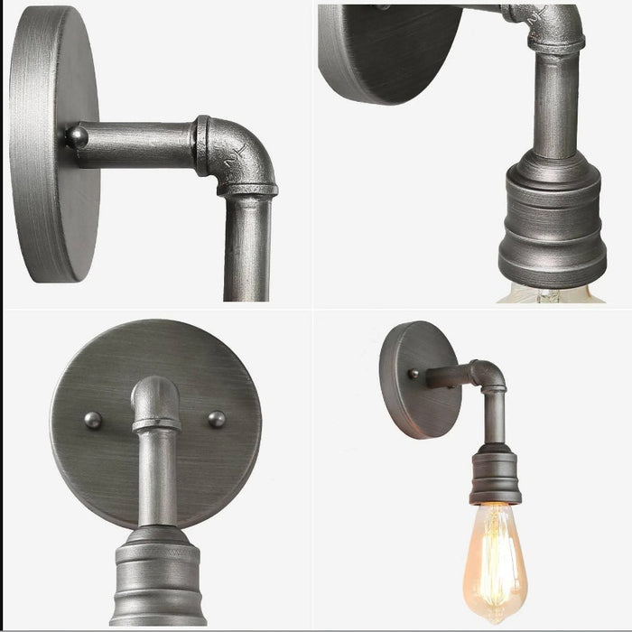 LNC Santinate 1-Light Industrial minimalist shop Gray Bulb-Shape Wall Sconces