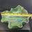 Free-form Sculpture leaf art pottery Console Bowl Studio Green Mulit Signed 8"