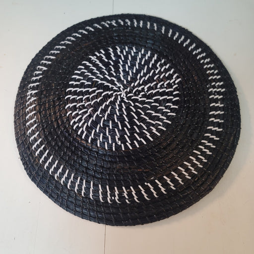 Art decor wall hanging Tribal swirl basket black white Pine Needle Vinyl 17.5"