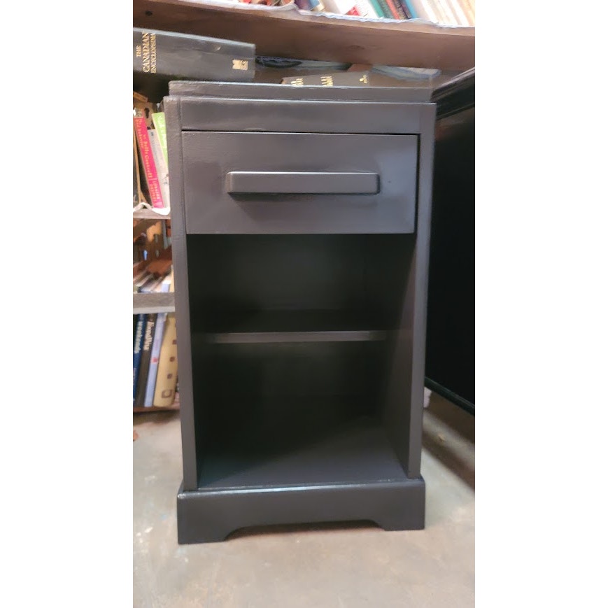 Secondhand Sandies: Small Black Nightstand 1 Drawer 2 Shelves