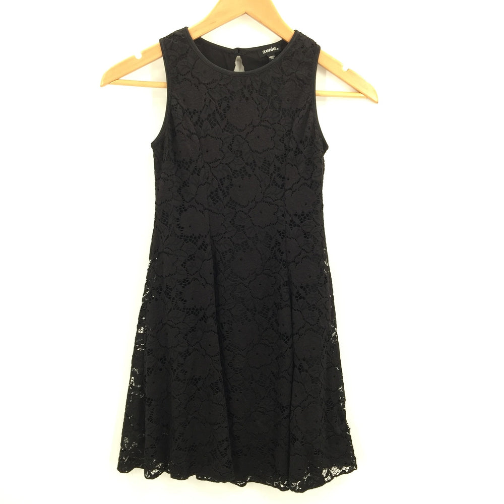 Zunie Kids' Girls Sleeveless Skater Dress Scoop Neck Floral Black 8 NWT