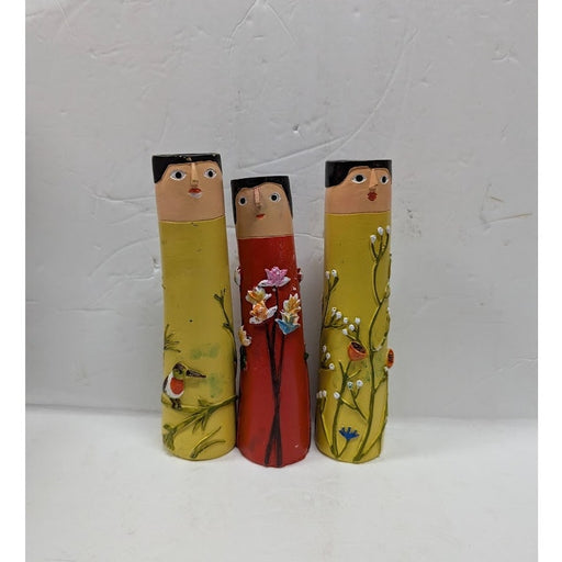 Three Sisters Character Bud vases bohemian flowers Pencil style