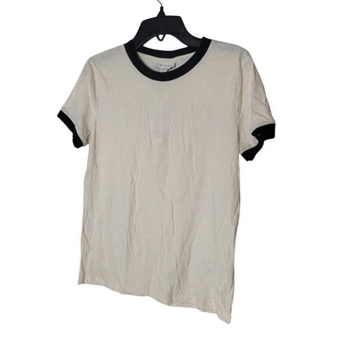 NEW Topshop Size 4 T-shirt Tee Cream Black Trim small casual