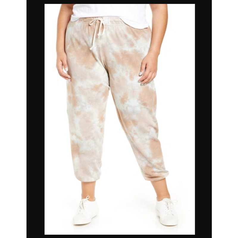 TREASURE & BOND Tie Dye Boyfriend Sweatpants NEW $49 Ivory- Grey Combo XL 16/18