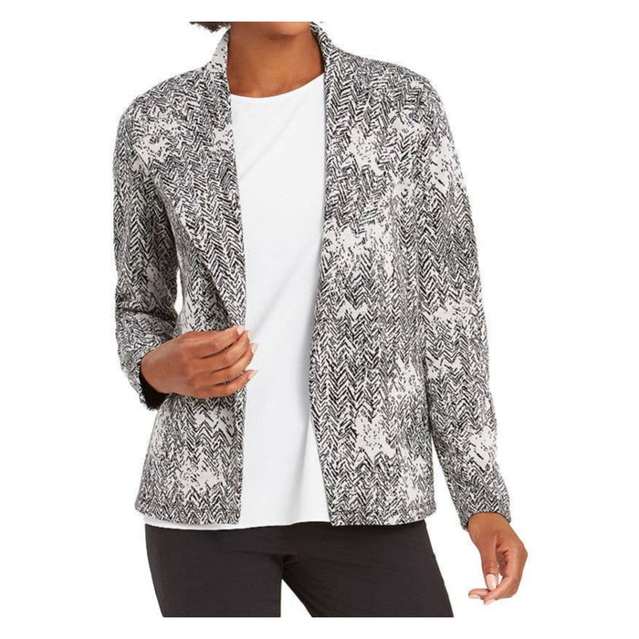 Nic & Zoe Marbelous Draped Open Cardigan Jacket SMALL Grey Multi NEW $168 COZY