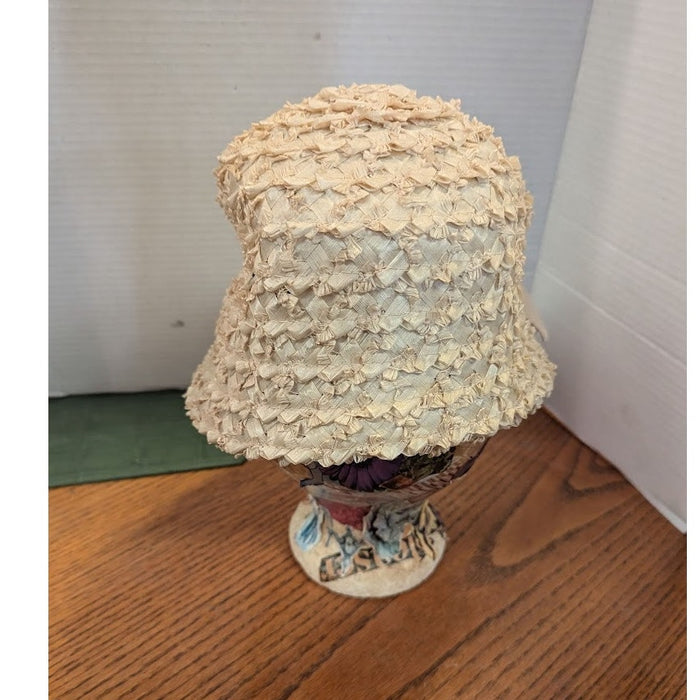 Vintage 1950s Union Cellulose Blush/Taupe Cloche Hat with Grosgrain Ribbon