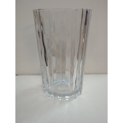 Marquis by Waterford 8" Lead Crystal Oval Vase #156027 Signed Clear Ridged Ovoid