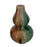 Ceramic Gourd neck potter vase green brown mini mottled glaze 4" tall