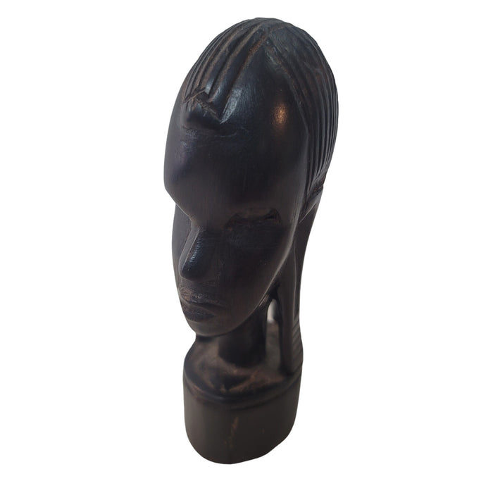 EBONY WOOD Maasai CARVING African Woman 4 1/2" Handcrafted Figure Sculpture