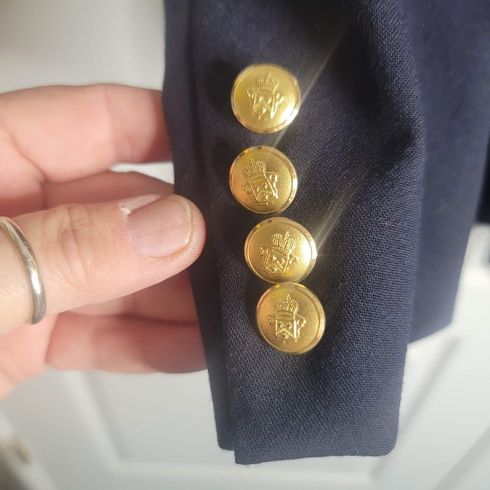 Vintage Geoffrey Bean Frederick Nelson BLUE Men's Pure Wool Jacket Gold Buttons