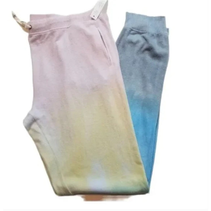 Theo & Spence Rainbow Ombre SweatPants Size Small joggers Tie Waist rib Cuff NEW