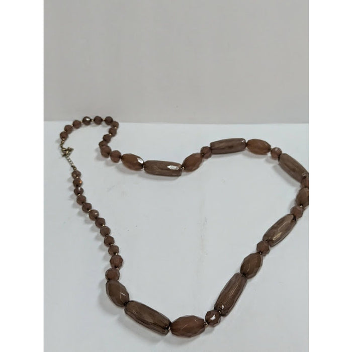 Funky Vintage Fashion Necklace Multi Faceted Bead single strand Brown marbled