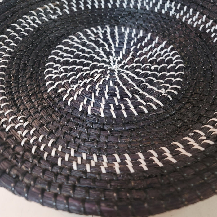 Art decor wall hanging Tribal swirl basket black white Pine Needle Vinyl 17.5"