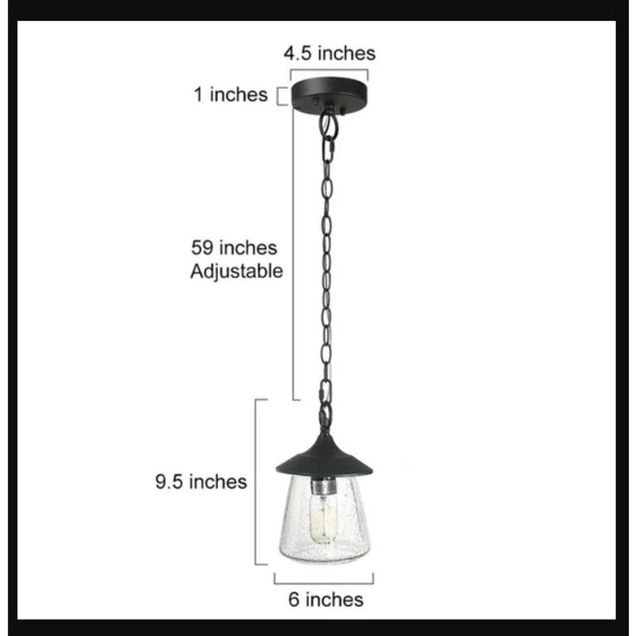 LNC Mirabellerie 1-Light Mini Black Outdoor Pendant Light new PORCH