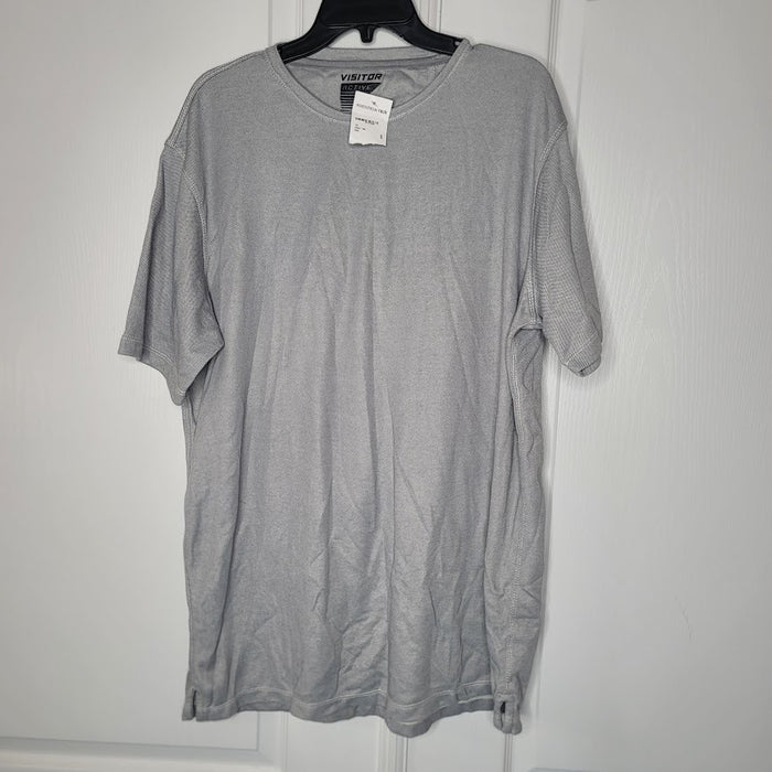 NEW Visitor Active XXL Mens Gray Casual Activewear T-shirt Tee  Short Sleeve