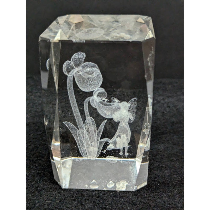 Crystal Cube Hologram PAPERWEIGHT Figurine Orchid Fairy FAIRYCORE FAE Pixie