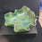 Free-form Sculpture leaf art pottery Console Bowl Studio Green Mulit Signed 8"