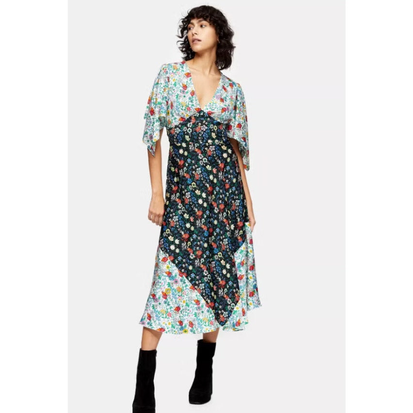 Topshop NEW women's mixed Floral Midi dress size 2