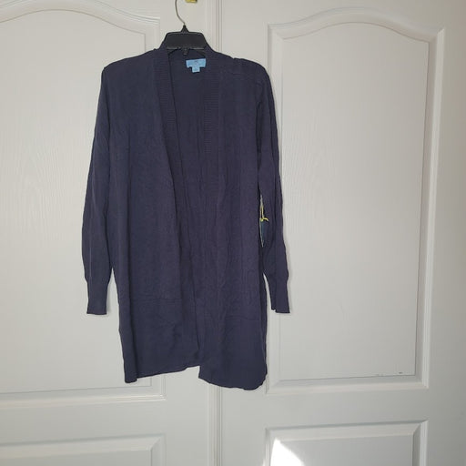 NEW CeCe Night Blue Size XL Cardigan cotton Sweater Long sleeve Knit Casual