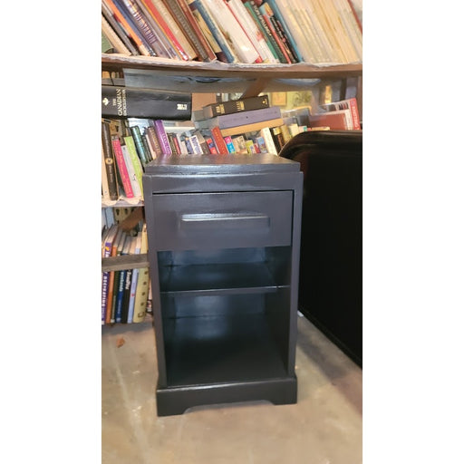 Secondhand Sandies: Small Black Nightstand 1 Drawer 2 Shelves