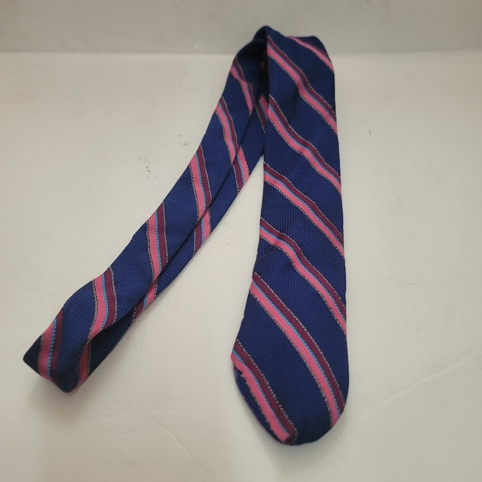 ted baker tie bLUE pINK skinny stripes Mens necktie preowned