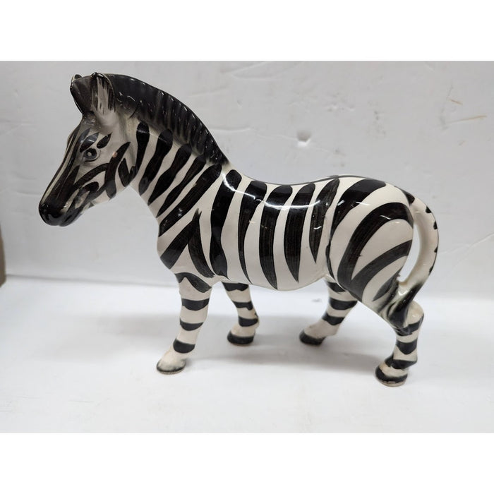 Vintage Ceramic Zebra Figurine Made in Japan Hand Painted 9" collectible NICE