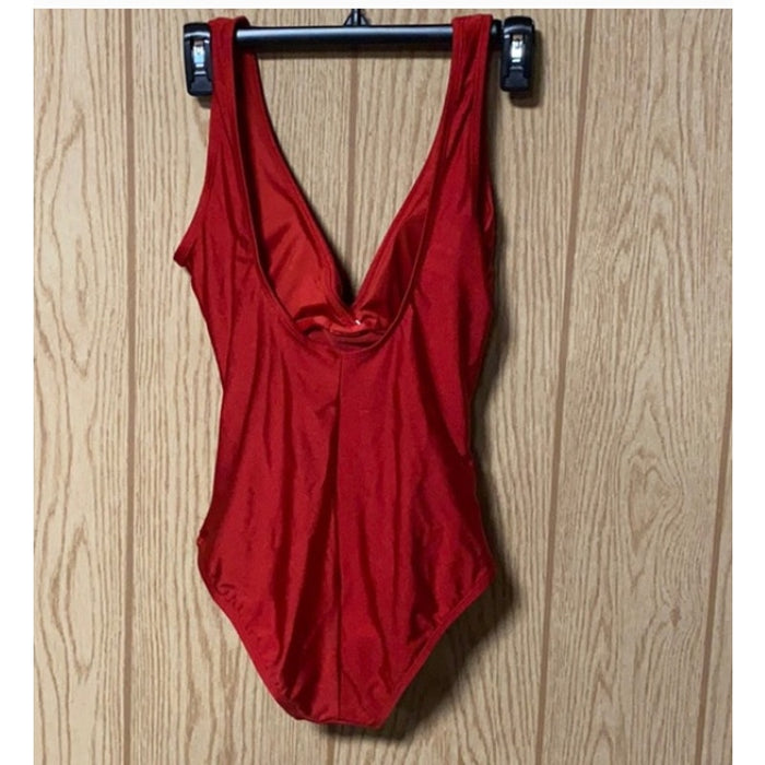 Tahari Surplice Wrap One-Piece Swimsuit Red New Swimwear Bathing Suit SMALL