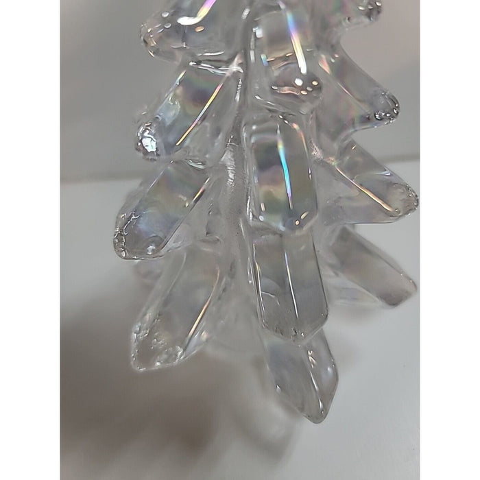 Vintage Silvestri Clear Opalescent Crystal Art Glass Christmas Pine Tree Figure