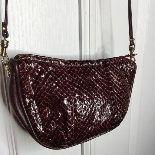 Mr. Leather 1980's Small wine snakeskin crossbody purse bag clutch