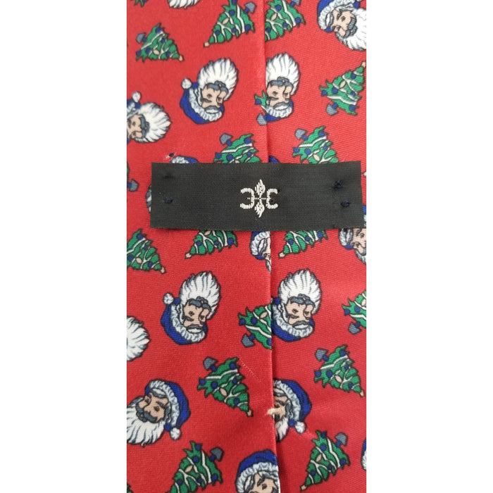 Vintage Christmas Santa Claus Mens Necktie Red 56" Winter FestivAL WIDE HOLIDAY