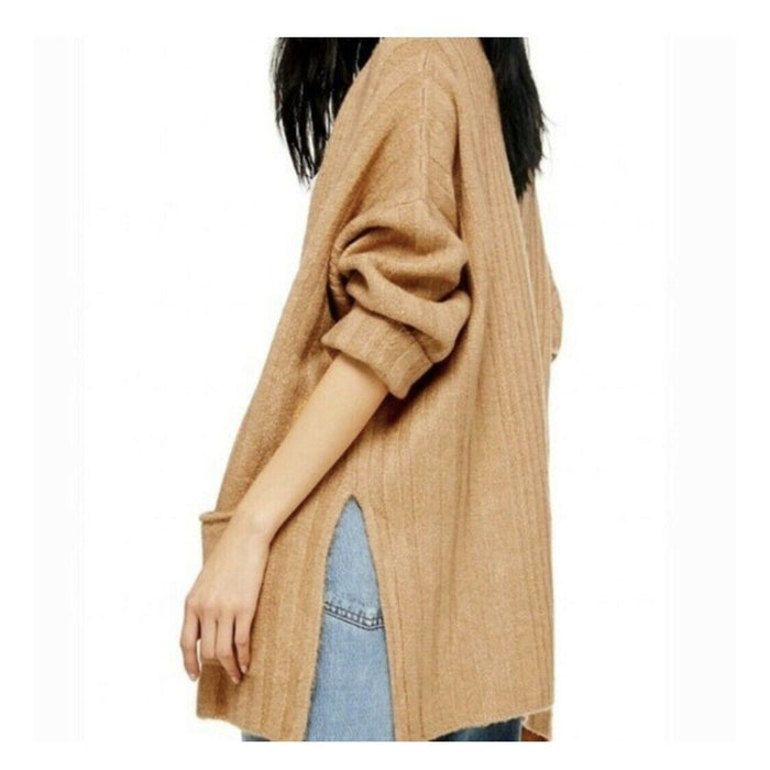 Topshop NWT Women's Camel Brown Oversized Cardigan with Pockets