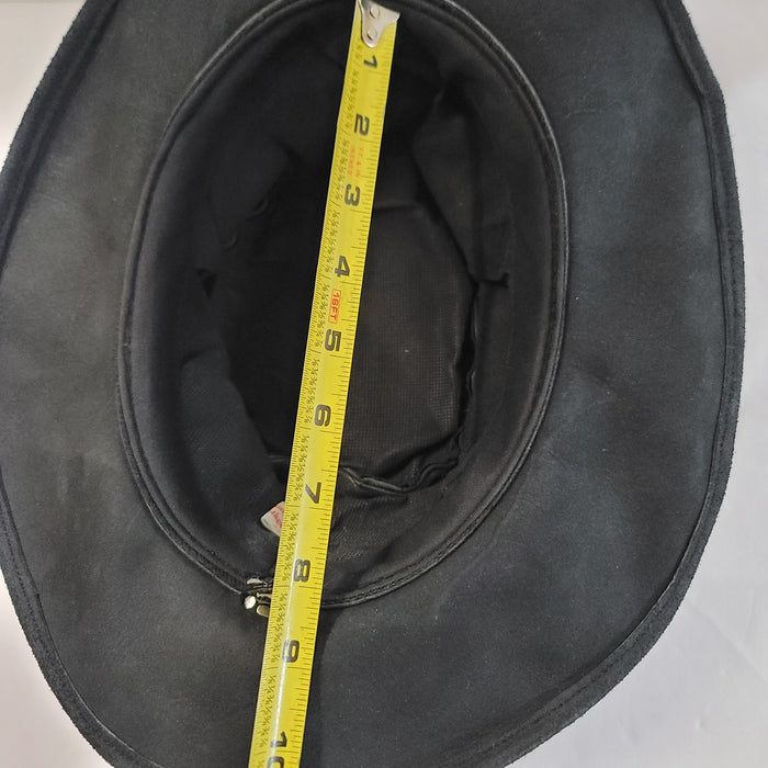 Western Aussie Style Black Suede Bush Leather Hat LARGE Vintage