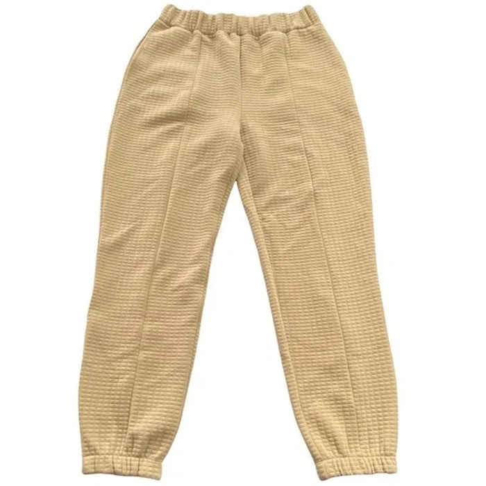 Topshop Women's Bubble Quilted Jogger Pants Size 8-10 US Camel Tan NWT Pockets