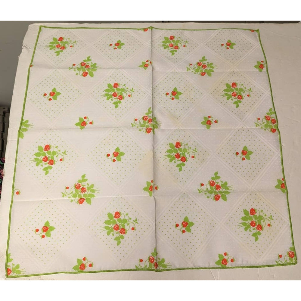 Strawberry Swiss Dot Enesco Inspired Cloth Napkins White Green Red Set of Six