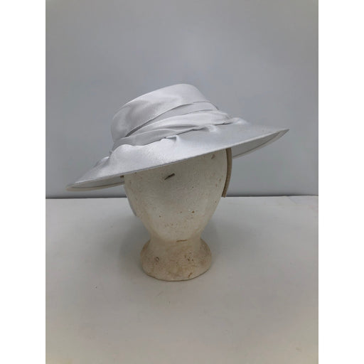 August Hats Draped Satin Hatinator White 1 size Easter Church Wide Brim Headband