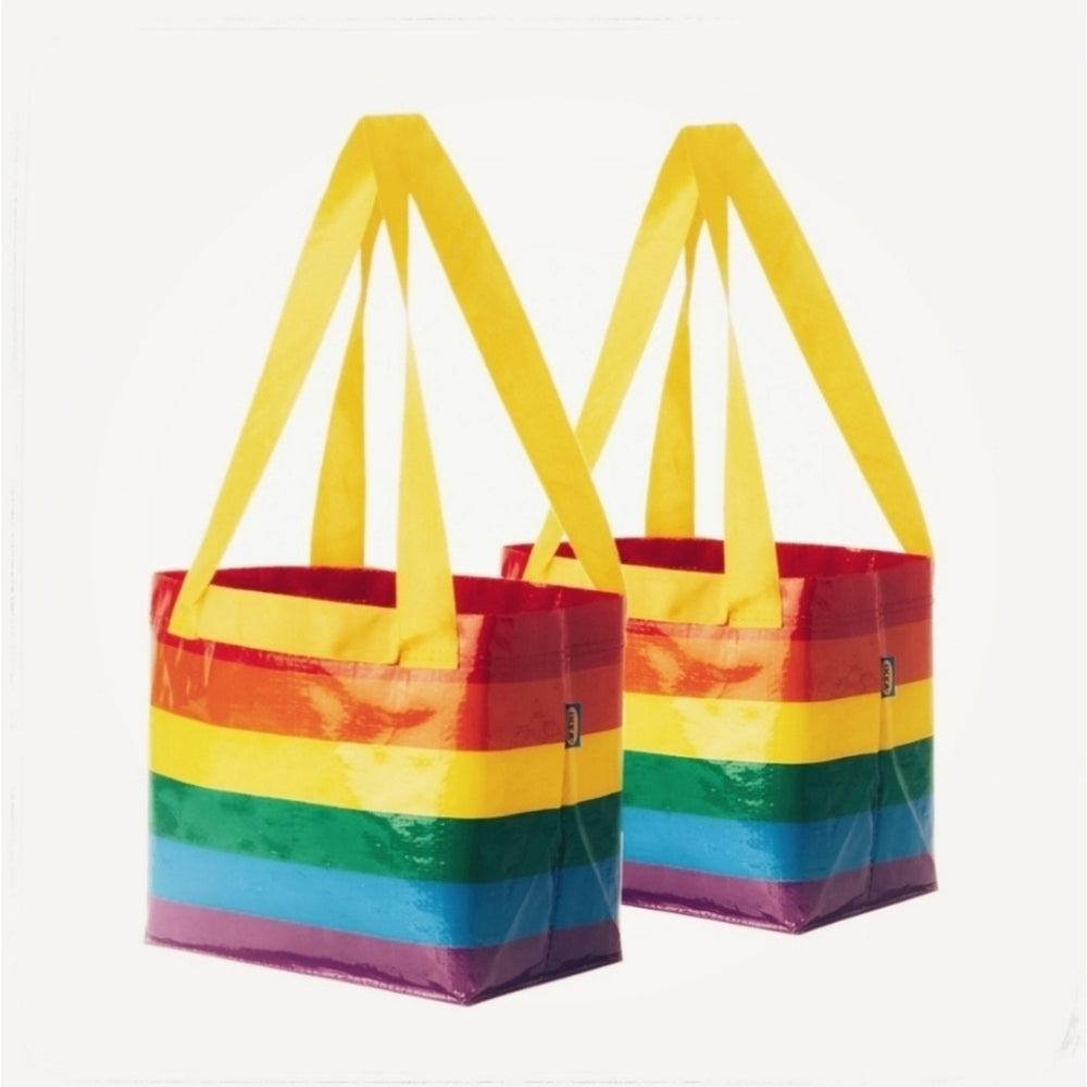 Ikea LOT/ 2  Small Pride Bags w/ handles RAINBOW LGBTQ Proud TOTE Shopping purse