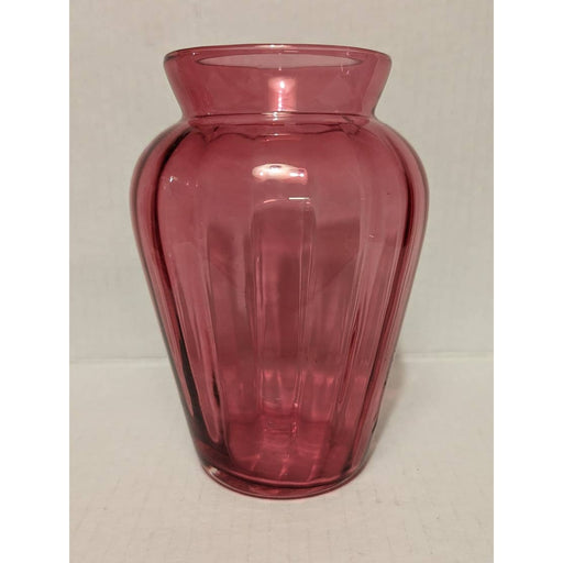 Vintage Cranberry Pink Vase Depression Glass Centerpiece Home Decor Ribbed