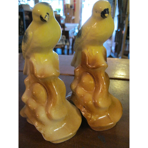 Vintage Kitsch Yellow Birds Ceramic Figurines Parakeet