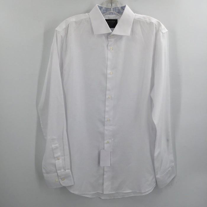 NORDSTROM  17" MEN'S SHOP Trim Fit Non-iron Dress Shirt In White Triangle Dobby