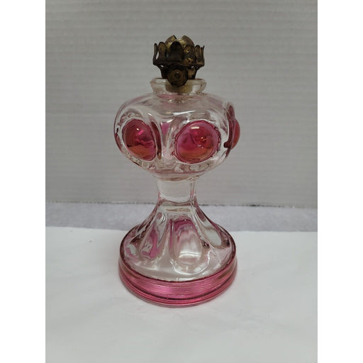 Vintage Glass Kings Crown Cranberry Ruby Flash Oil Kerosene Lamp NO GLOBE