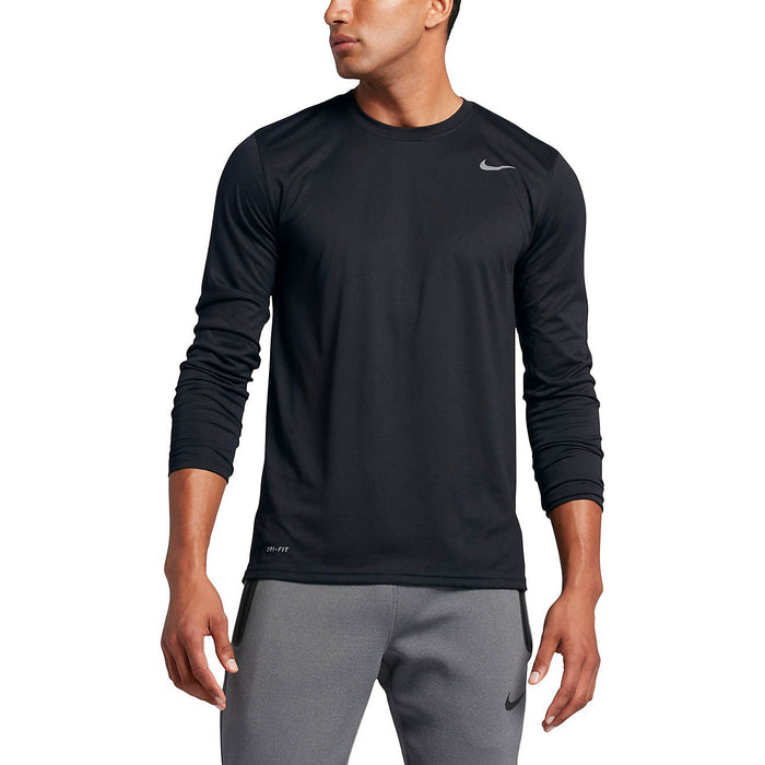 Nike Men's Dry-Fit Running Shirt Long Sleeve Medium Black Athletic Crew Neck